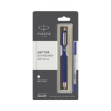 PARKER, Rollerball Pen - VECTOR Standard | Metallic | Chrome Trim | Fine.