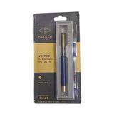 PARKER, Rollerball Pen - VECTOR Standard | Metallic | Gold Trim | Fine.