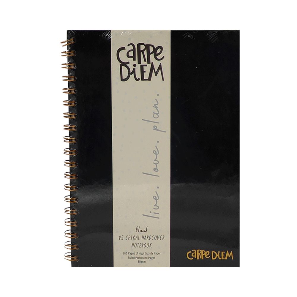 PUKKA PAD, Notebook - Carpe Diem Black | Spiral | B5 | 200 Pages | 80 gsm.