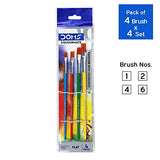 DOMS, Paint Brushes - COLOURMATE | Synthetic FLAT | Set of 4.