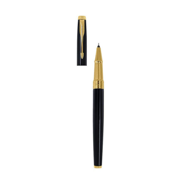 PARKER,  Gift Set - Rollerball Pen + Pocket Watch | ASTER | Laque Black | Gold Trim.