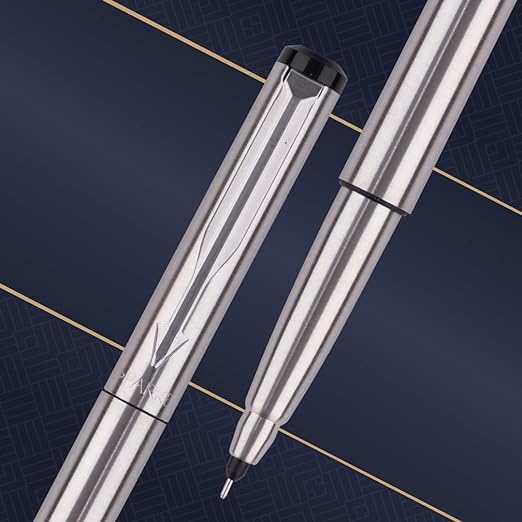PARKER, Rollerball Pen - VECTOR Stainless Steel | Chrome Trim | Ultra Fine.