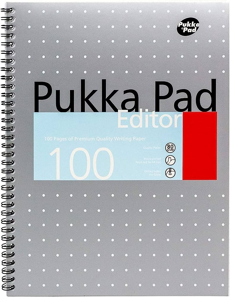 PUKKA PAD, Notebook - Editor | Spiral | A4+ | 100 Pages | 80 gsm.