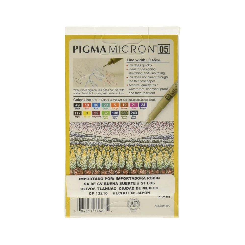 SAKURA, Fineliner Pen - PIGMA MICRON | 0.5 mm | Set of 8.