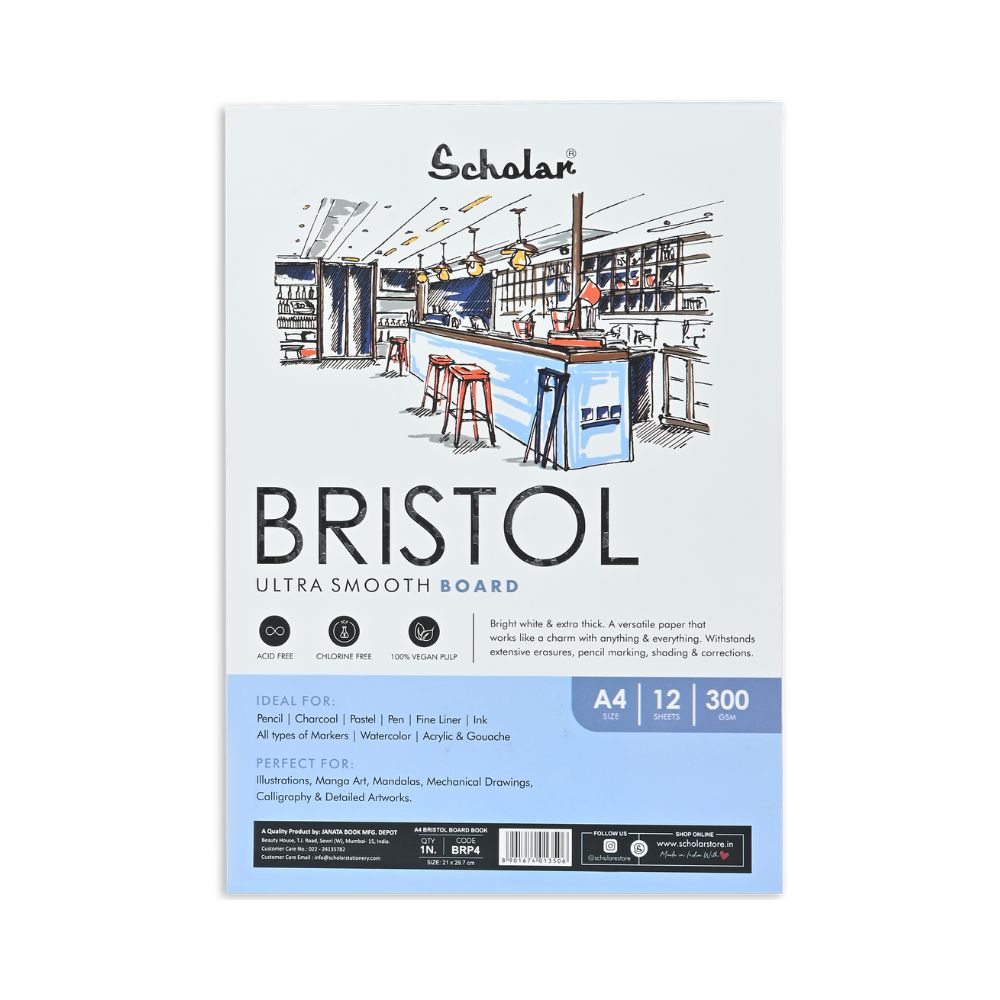 SCHOLAR, Bristol Paper Pad - BOARD | 12 Sheets | 300 gsm (BRP).