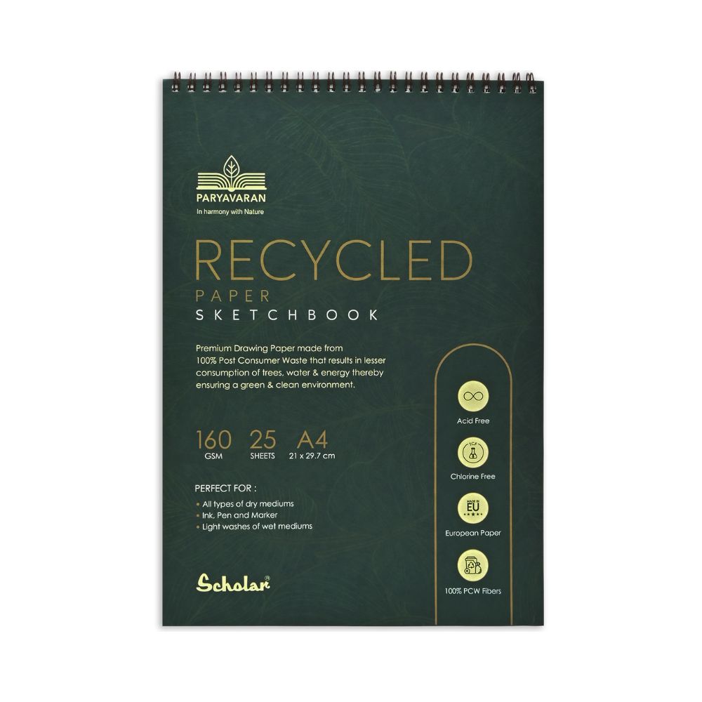 SCHOLAR, Sketch Book - Recycled Paper | 25 Sheets | 160 gsm.