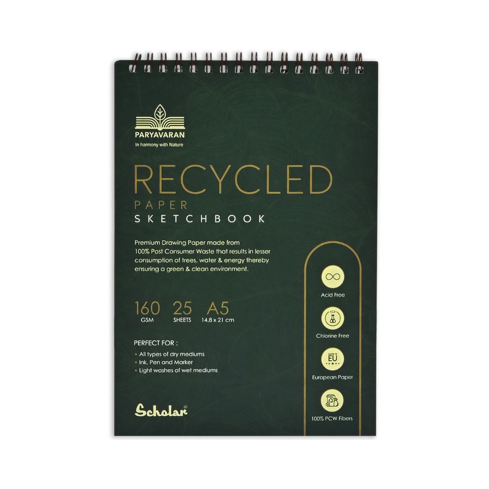 SCHOLAR, Sketch Book - Recycled Paper | 25 Sheets | 160 gsm.