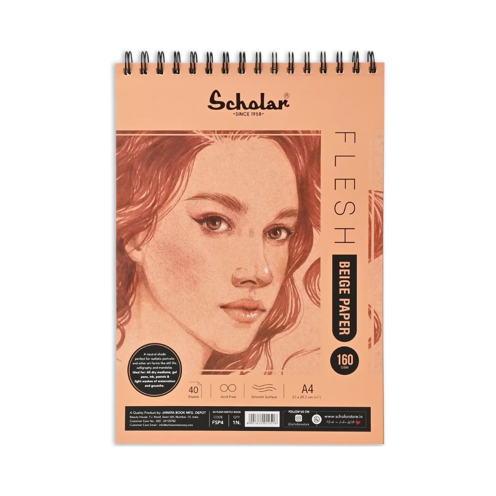 SCHOLAR, Toned Pad - Flesh Beige | 40 Sheets | 160 gsm.