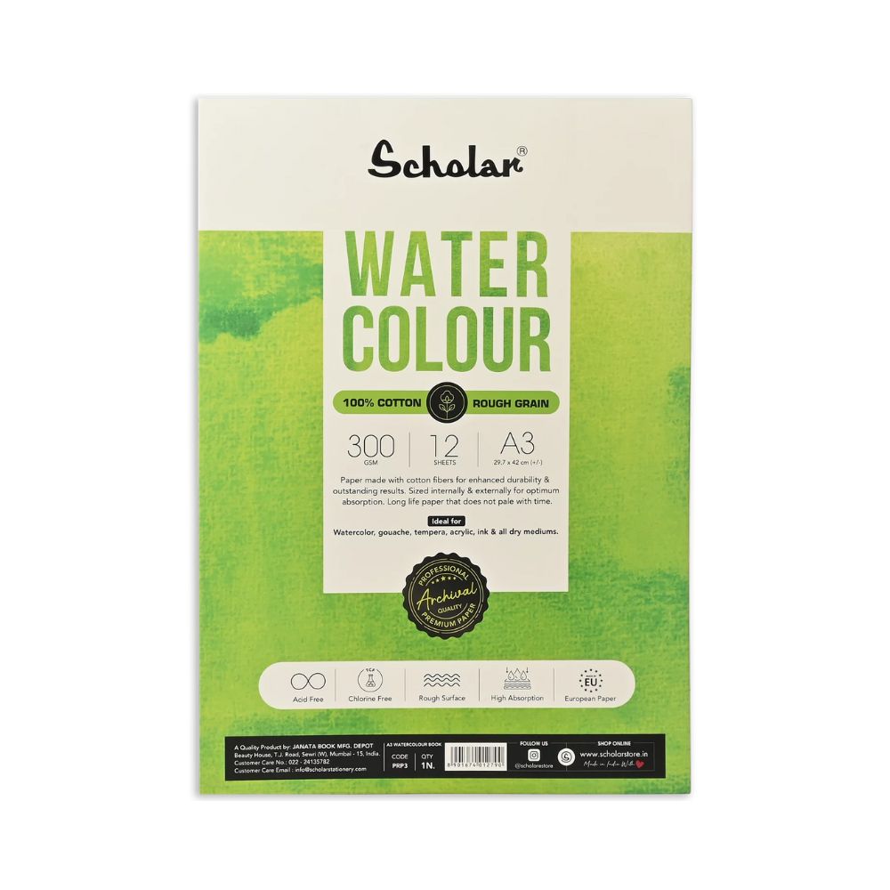 SCHOLAR, Watercolour Pad | 12 Sheets | 300 gsm (PRP).