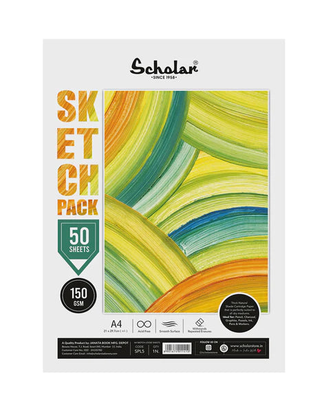 SCHOLAR, Drawing Sheets - Sketch Pack | 50 Sheets | 150 gsm.