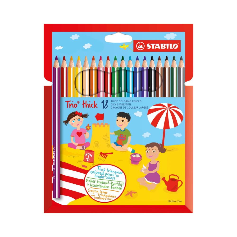 STABILO, Colored Pencil Set - Trio Thick | Triangular | Set of 18.