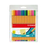 STABILO, Fineliner Pen - POINT 88 | 0.4 mm | Set of 10 + 5 Neon Colors.