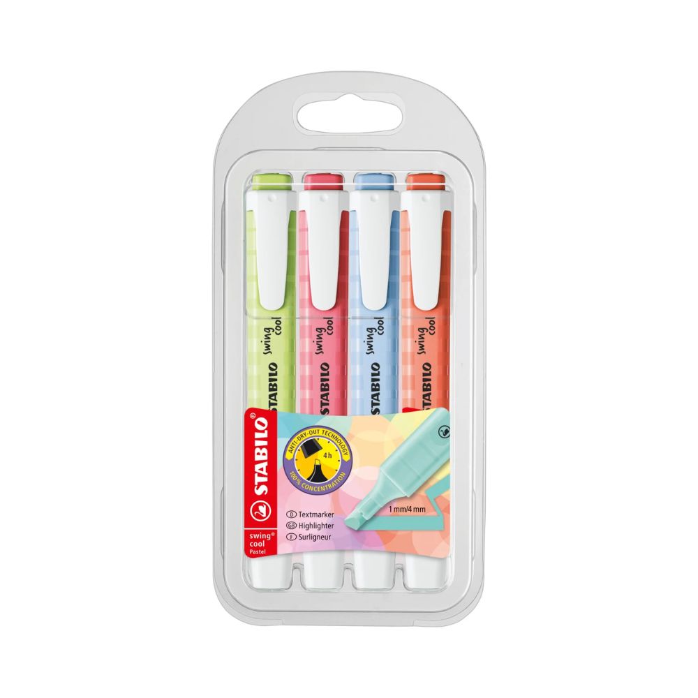 STABILO, Highlighter - SWING COOL | Pastel | Pack of 4.