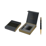 PARKER,  Gift Set - Rollerball Pen + Wallet | ASTER | Matte Black | Gold Trim.