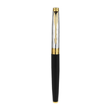 PARKER, Rollerball Pen - ASTER | Black & Chrome Essential | Gold Trim.