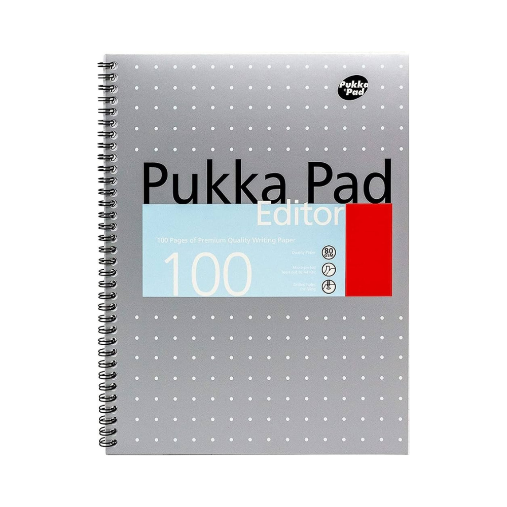 PUKKA PAD, Notebook - Editor | Spiral | A4+ | 100 Pages | 80 gsm.