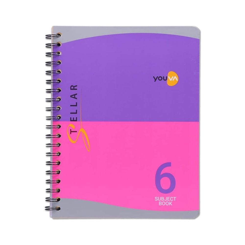 YOUVA, 6 Subject Book - Stellar | A4 | Spiral | Single Line | 300 Pages.
