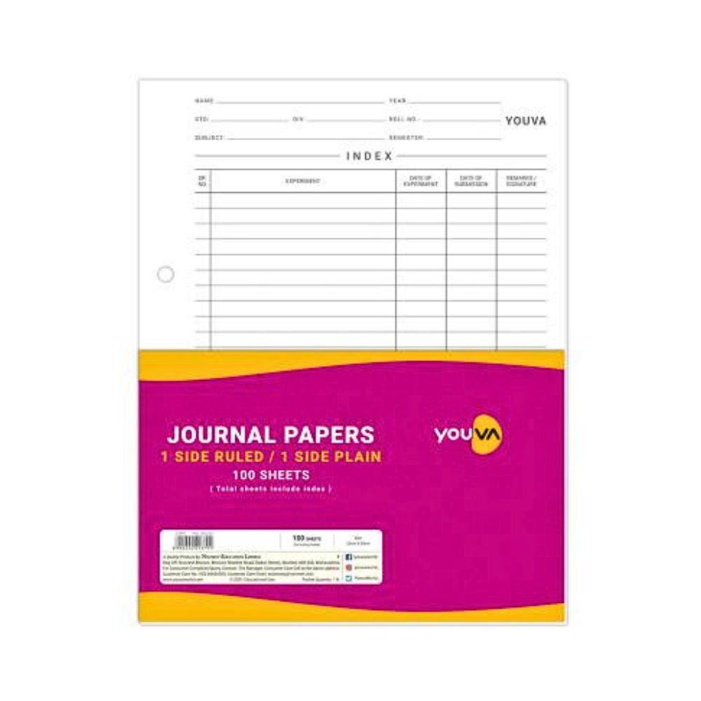 YOUVA, Journal Papers - One Side Ruled | 100 Sheets.