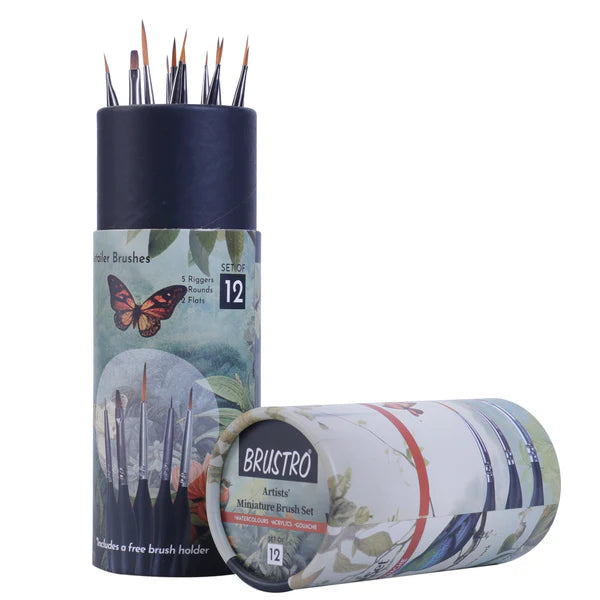 BRUSTRO, Paint Brush - ARTISTS | Miniature | Set of 12.