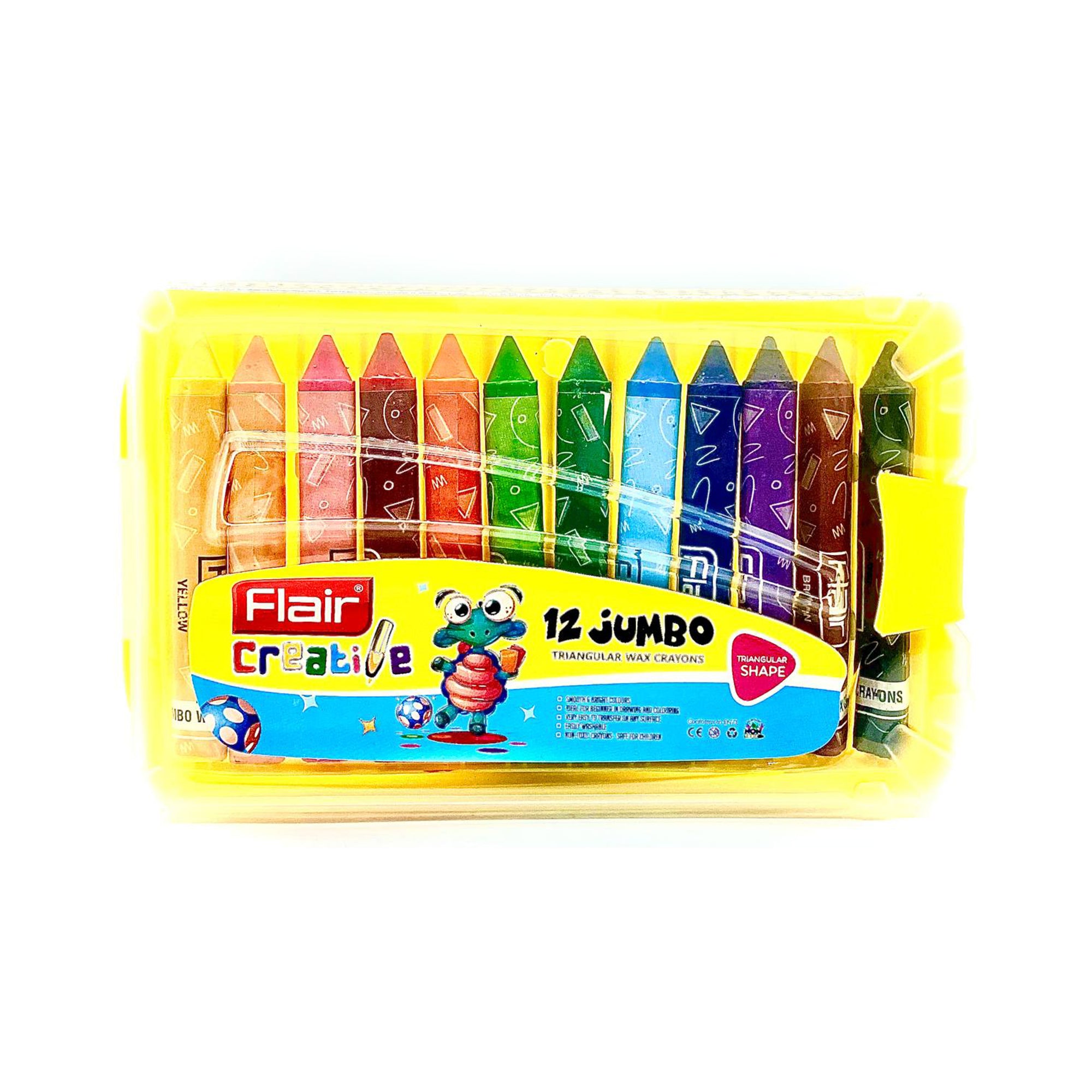 FLAIR, Triangular Wax Crayons - Creative | Jumbo | Set of 12.