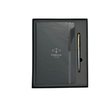 PARKER,  Gift Set - Ballpoint Pen + Notebook | Fusion Shiny Chrome | Gold Trim.