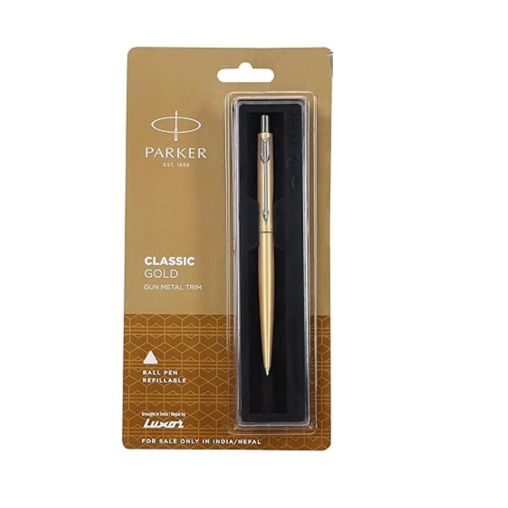 PARKER, Ballpoint Pen - CLASSIC | Gold | Gun Metal Trim | Fine.