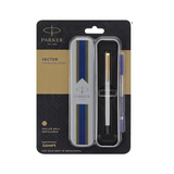 PARKER, Rollerball Pen - VECTOR | Stainless Steel | Gold Trim.