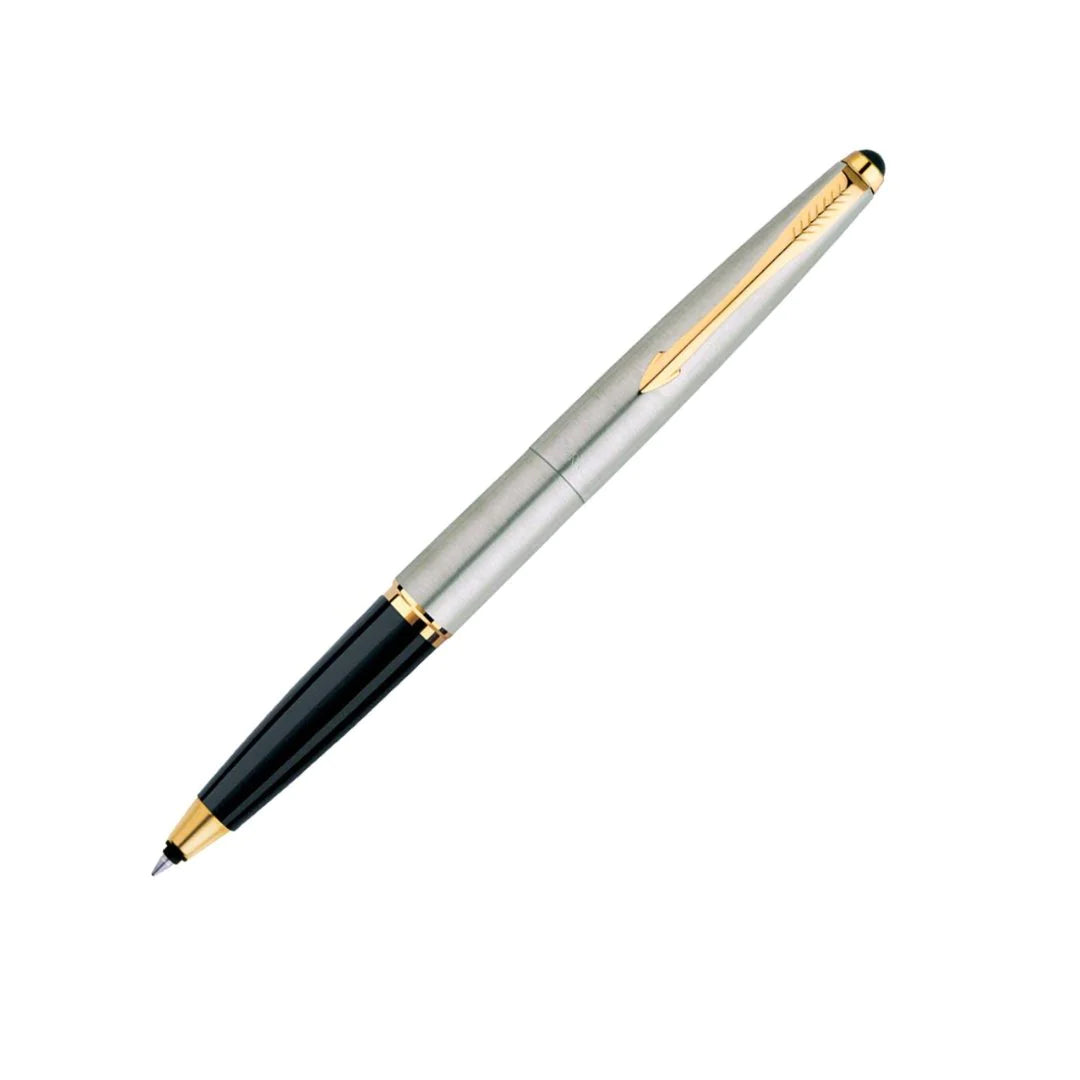 PARKER, Rollerball Pen - GALAXY Stainless Steel | Gold Trim | Ultra Fine.