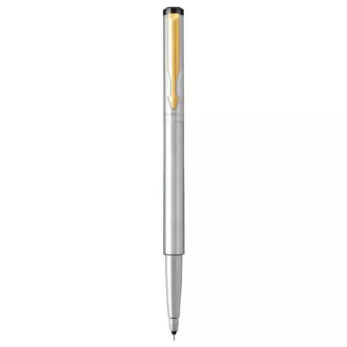 PARKER, Ballpoint Pen - VECTOR Stainless Steel Gold Trim | Fine.